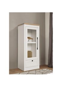 Vitrine »Ismund« aus MDF, mit Holz-Zierleiste, schwarzem Metallgriff, Höhe 121 cm , farblos , GOODproduct