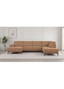 Wohnlandschaft »XXL Sofa Oland, Struktur, Flachgewebe, Luxus-Microfaser, Boucle« U-Form, 345 cm, Wellenunterfederung, Skandi-Design, Metallfüsse ,...