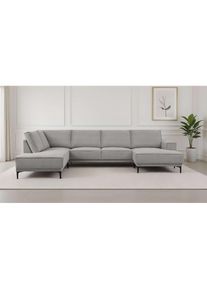 Wohnlandschaft »XXL Sofa Oland, Struktur, Flachgewebe, Luxus-Microfaser, Boucle« U-Form, 345 cm, Wellenunterfederung, Skandi-Design, Metallfüsse ,...