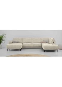 Goodproduct, GOODproduct Wohnlandschaft &raquo;XXL Sofa Oland, Struktur, Flachgewebe, Luxus-Microfaser, Boucle&laquo; U-Form, 345 cm, Wellenunterfederung, Skandi-