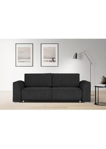3-Sitzer »BEATRICE auch als Schlafsofa mit Bettkasten, B/T/H 250/107/92 cm« wahlweise mit Bettfunktion, incl. 2 Zierkissen, Wellenfederung , grau ,...