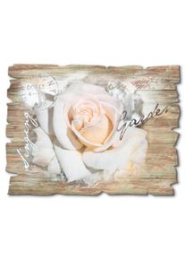 Holzbild »In Buchstaben - Rose« Blumen 1 Stk. tlg. , weiss , Artland