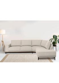 Ecksofa »Casina« mit abgerundeter Ottomane, in einem weichen Chenille-Stoff , beige , GOODproduct