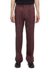 Drykorn LEEK Relaxed Fit Bundfaltenhose in Leinen-Mix in rot, Größe 32x34