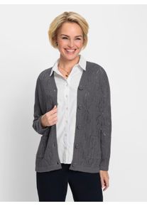 WITT Damen Ajourstrickjacke in Kuschel-Qualit&auml;t, anthrazit, Gr&ouml;&szlig;e 42, 100% Polyacryl