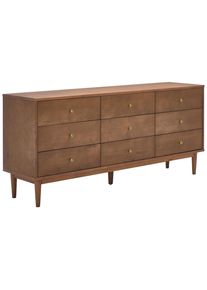 Mid.you Sideboard , Walnussfarben , Holz, Holzwerkstoff , Eiche , furniert, massiv , 9 Schublade(n) Schubladen , 148x74x40 cm , Kleinm&ouml;bel, Kommoden, Sideboards
