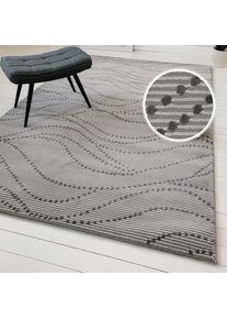 Teppich »Adlee« rechteckig 12 mm Höhe Kurzflorteppich, gewebt, geometrisch, Wohnzimmer, modern, Punkte , grau , GOODproduct , Obermaterial: 100%...