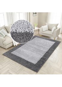 Hochflor-Teppich »Liams« rechteckig 30 mm Höhe mit Bordüre, besonders weich und kuschelig, Wohnzimmer, Schlafzimmer , grau , GOODproduct ,...