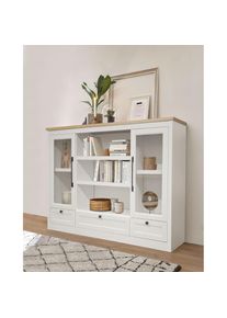 Highboard »Ismund« aus MDF, mit Holz-Zierleiste, schwarzen Metallgriffen, Höhe 121 cm , farblos , GOODproduct