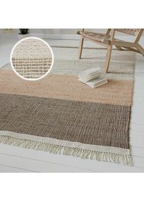 Teppich »Dallin« rechteckig 4 mm Höhe 80% Jute, handgewebt, mit Fransen, Wohnzimmer, Naturfaser , beige , GOODproduct , Obermaterial: 80% Jute, 20%...