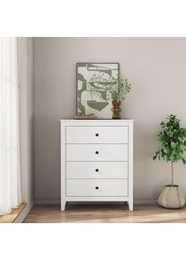 Schubkastenkommode »Borkum Sideboard mit 4 Schubladen Bestseller Landhaus weiss« hochwertige schwarze Griffe aus Metall , GOODproduct