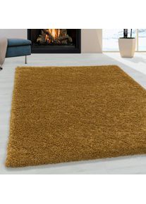 Hochflor-Teppich »SYDNEY 3000« rechteckig 30 mm Höhe Shaggy, Langflor, uni, auch in rund, Wohnzimmer , goldfarben , Ayyildiz Teppiche ,...