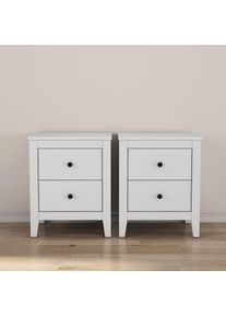 Nachtkommode »Borkum Nachttisch Set im Landhaus Design weiss Bestseller« Set, 2 Schränke im Set, schwarze Griffe aus Metall , GOODproduct