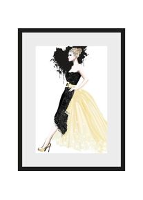 Bild mit Rahmen »Skizze Frau mit Kleid« Bilder von Frauen Fashion Frau Herz Herzbilder Magazincover Mode Modebilder 1 Stk. tlg. HD...