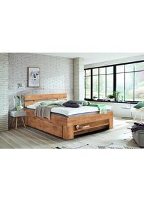 Livetastic Stauraumbett , Eichefarben , Holz , Wildeiche , massiv , 4 Schublade(n) Schubladen , 180x200 cm , in verschiedenen Holzarten erh&auml;ltlich, In verschiedenen Gr&ouml;ssen erh&auml;ltlich , Schlafzimmer, Betten, Einzel- & Doppelbetten