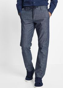 Regular Fit Chambray-Chinohose aus reiner Baumwolle Straight in blau, Grösse 58, 100% Baumwolle, bonprix