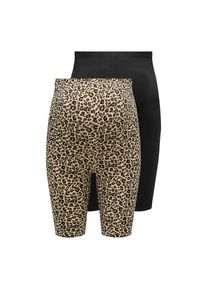 Only Maternity, Unisex, Only Maternity Umstandsshorts &raquo;OLMLOVELY SHORTS JRS MAT 2 PACK AOP&laquo;, schwarz pack:schwarz, warm sand leo aop, XL (42), N-Gr, 