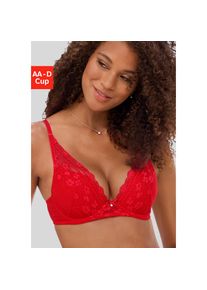 Nuance, Push-up-BH mit B&uuml;gel aus zarter, elastischer Spitze, verf&uuml;hrerische Dessous, rot, 90, Cup C, Push-up-BH