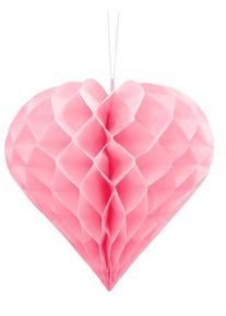 partydeco Herzilein Wabenball hellrosa 20cm