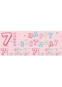 Banner di stagnola per il 7 ° compleanno rosa 2,6 m