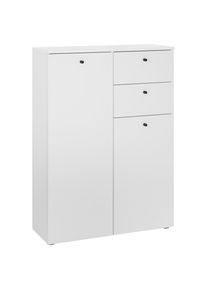 Mid.you Midischrank , Weiss , Kunststoff , 3 Fächer , 2 Schubladen , 80x110x30 cm , Made in EU , stehend , Badezimmer, Badmöbelsets & -serien,