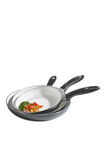 Homeware Profession. Pfannenset , Anthrazit, Creme , Metall , 3-teilig , konisch , Lfgb , Kochgeschirr, Pfannen, Pfannensets