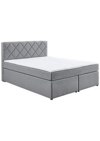 Boxxx Boxspringbett , Grau , Textil , H2 , 140x200 cm , Oeko-Tex® Standard 100 , gepolstertes Kopfteil, Topper durchgehend, In verschiedenen Grössen
