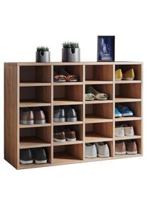 Mid.you Schuhregal , Eichefarben , Holzwerkstoff , 16 Fächer , 92x67x33 cm , Garderobe, Schuhaufbewahrung, Schuhregale
