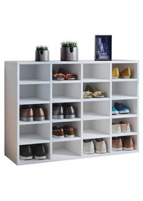 Mid.you Schuhregal , Weiss , Holzwerkstoff , 16 Fächer , 92x67x33 cm , Garderobe, Schuhaufbewahrung, Schuhregale