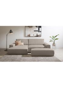 Home Affaire Polsterecke »SHERWOOD XXL tief, L-Form, Schlaffunktion, Bigsofa, Cord, Leinenoptik« stellbar zum Schlafsofa (Krokodilverbinder), Cord, Leinenoptik...