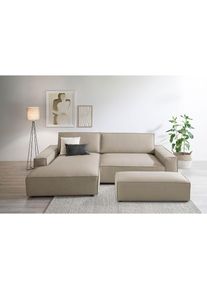 Home Affaire Polsterecke »SHERWOOD XXL tief, L-Form, Schlaffunktion, Bigsofa, Cord, Leinenoptik« stellbar zum Schlafsofa (Krokodilverbinder), Cord, Leinenoptik...
