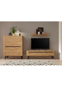 Inosign , Wohnwand »Torge, Anbauwand, Schrankwand, Mediawand, Wohnzimmer-Set« 3 Stk. tlg. , Set besteht aus 1 Lowboard, 1 Highboard und 1 Wandboard