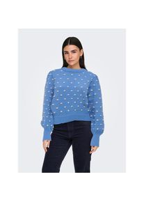 Jacqueline de Yong Jdy, Unisex, JDY Rundhalspullover &raquo;JDYSIGRID LIFE L/S ON PUFF PULL KNT NOOS&laquo; in gepunkteter Optik, ebb and flow detail:with cement dots, XS, Femininer