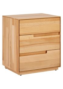 Mid.you Nachttisch , Kernbuche , Holz , Kernbuche , massiv , 3 Schubladen , 50x60x40 cm , Schlafzimmer, Nachttische