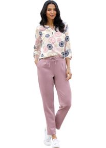 Damen Schlupfbluse mit leicht abgerundetem Saum ecru-mauve-bedruckt