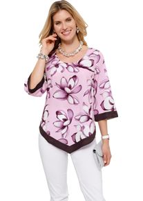 Damen Schlupfbluse mit Trompeten&auml;rmeln ros&eacute;-aubergine-bedruckt