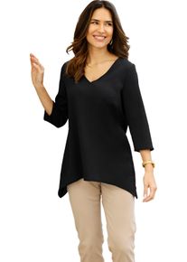 Damen Schlupfbluse mit zipfeligem Saum schwarz