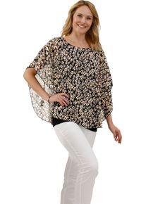 Damen Schlupfbluse im Lagenlook schwarz-braun-bedruckt
