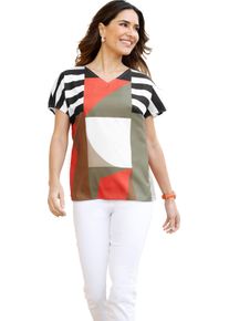 Damen Schlupfbluse mit &uuml;berschnittenen Schultern terra-schlamm-bedruckt