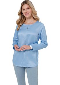 Damen Satinbluse mit Schlitz am Ausschnitt eisblau