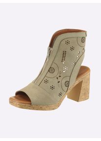 Heine Witt Damen Sandalette, khaki, Gr&ouml;&szlig;e 38, 100% Rindsleder