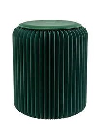 Paperflow faltbarer Sitzhocker, Wabenkarton, Sitzkissen aus Kunstleder, Ø 300 mm x H 420 mm, bis 300 kg, grün
