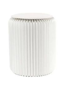 Paperflow faltbarer Sitzhocker, Wabenkarton, Sitzkissen aus Kunstleder, Ø 300 mm x H 420 mm, bis 300 kg, weiss