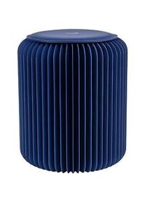 Paperflow faltbarer Sitzhocker, Wabenkarton, Sitzkissen aus Kunstleder, Ø 300 mm x H 420 mm, bis 300 kg, blau