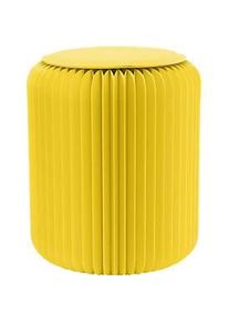 Paperflow faltbarer Sitzhocker, Wabenkarton, Sitzkissen aus Kunstleder, Ø 300 mm x H 420 mm, bis 300 kg, gelb