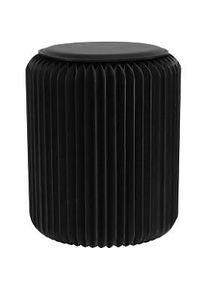 Paperflow faltbarer Sitzhocker, Wabenkarton, Sitzkissen aus Kunstleder, Ø 300 mm x H 420 mm, bis 300 kg, schwarz
