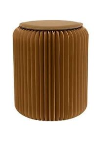 Paperflow faltbarer Sitzhocker, Wabenkarton, Sitzkissen aus Kunstleder, Ø 300 mm x H 420 mm, bis 300 kg, braun