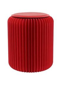 Paperflow faltbarer Sitzhocker, Wabenkarton, Sitzkissen aus Kunstleder, Ø 300 mm x H 420 mm, bis 300 kg, rot