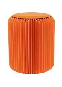Paperflow faltbarer Sitzhocker, Wabenkarton, Sitzkissen aus Kunstleder, Ø 300 mm x H 420 mm, bis 300 kg, orange