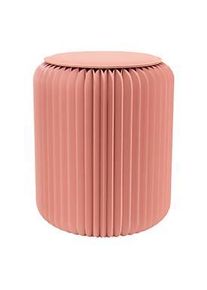 Paperflow faltbarer Sitzhocker, Wabenkarton, Sitzkissen aus Kunstleder, Ø 300 mm x H 420 mm, bis 300 kg, rosé